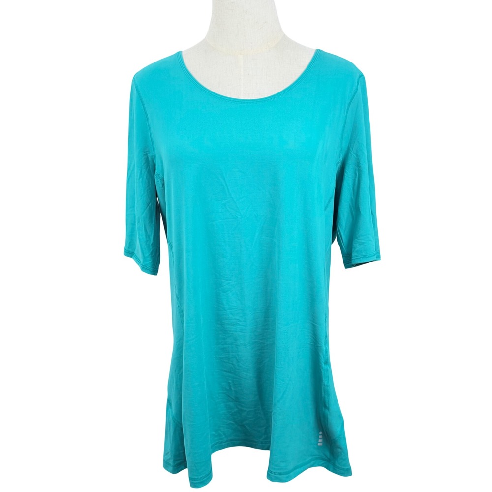 Lands End Power Performance Tech Tunic Tee Top L Scoop Neck‎ Elbow Sleeve Active